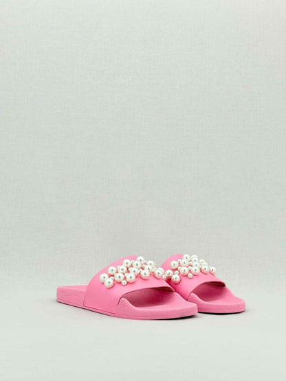 Pre - loved STUART WEITZMAN Goldie Pool Pink Size EU 37.5 Slides at Reems Closet