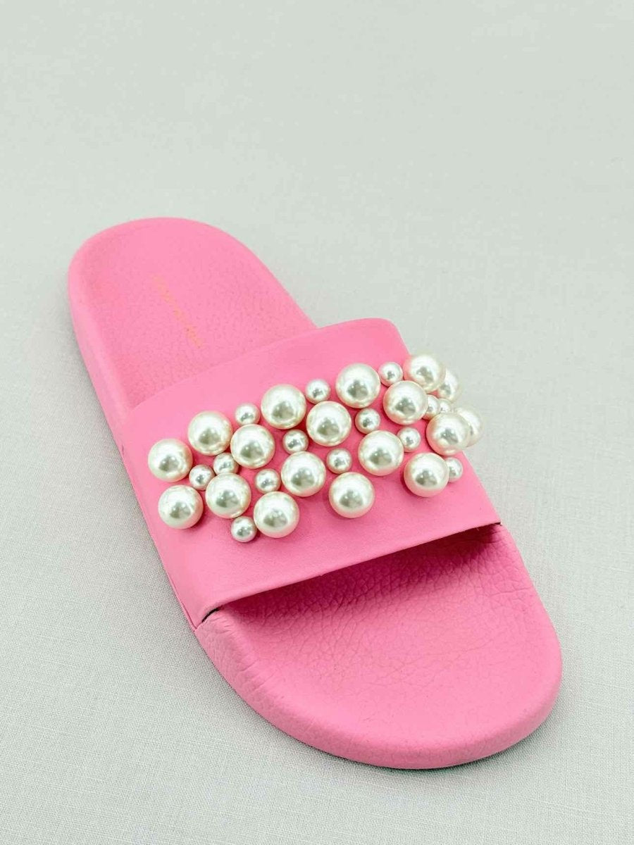 Pre - loved STUART WEITZMAN Goldie Pool Pink Size EU 37.5 Slides at Reems Closet