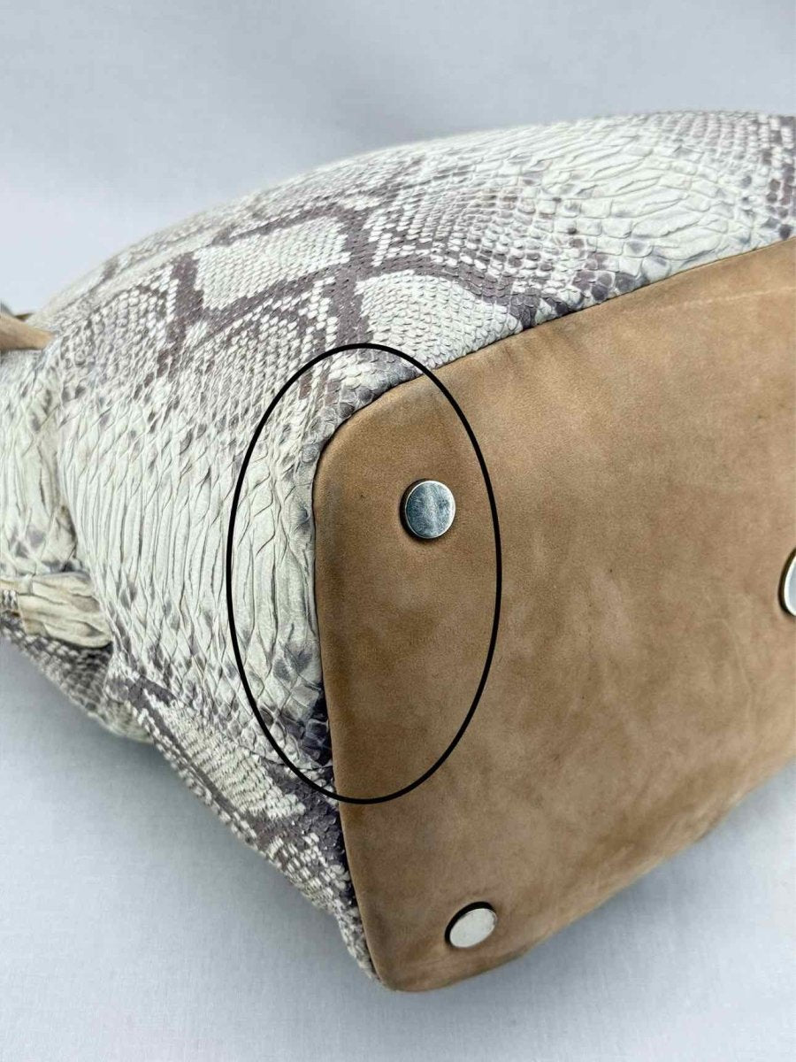 Pre - loved STUART WEITZMAN Grey Snakeskin Print Tote Bag at Reems Closet