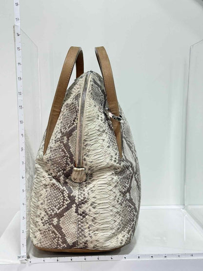 Pre - loved STUART WEITZMAN Grey Snakeskin Print Tote Bag at Reems Closet