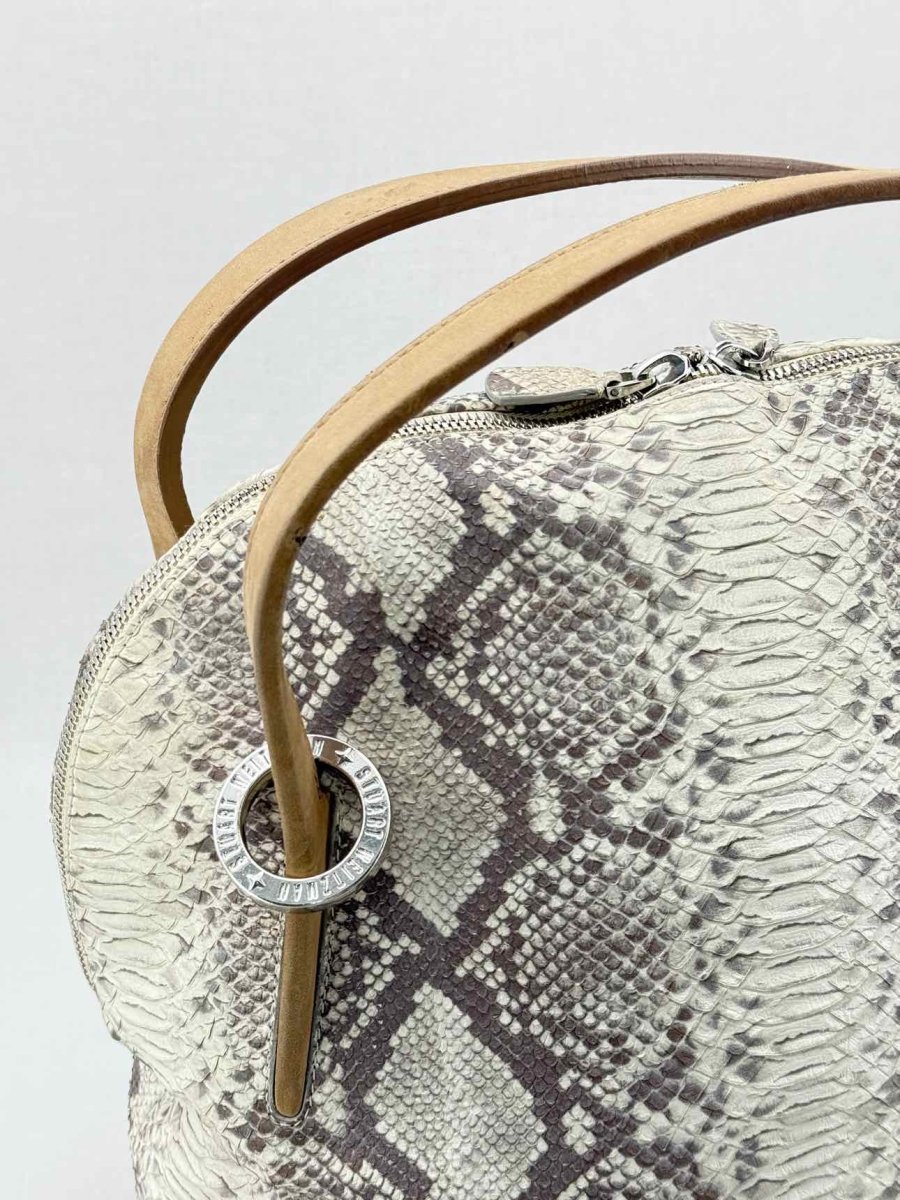 Pre - loved STUART WEITZMAN Grey Snakeskin Print Tote Bag at Reems Closet
