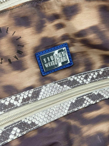 Pre - loved STUART WEITZMAN Grey Snakeskin Print Tote Bag at Reems Closet