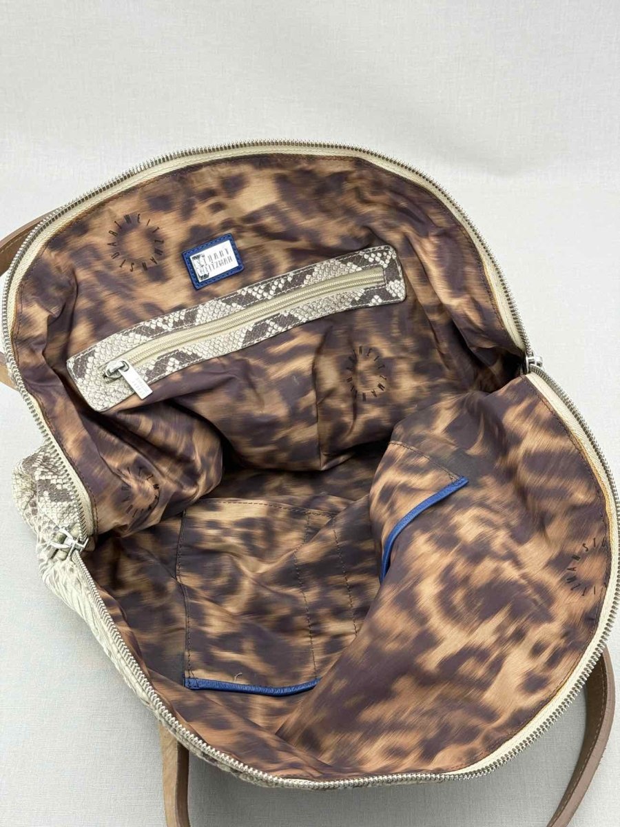 Pre - loved STUART WEITZMAN Grey Snakeskin Print Tote Bag at Reems Closet