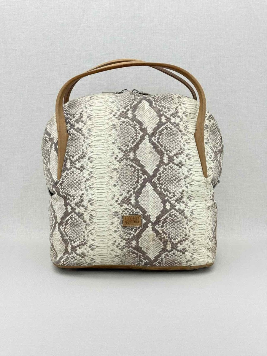 Pre - loved STUART WEITZMAN Grey Snakeskin Print Tote Bag at Reems Closet
