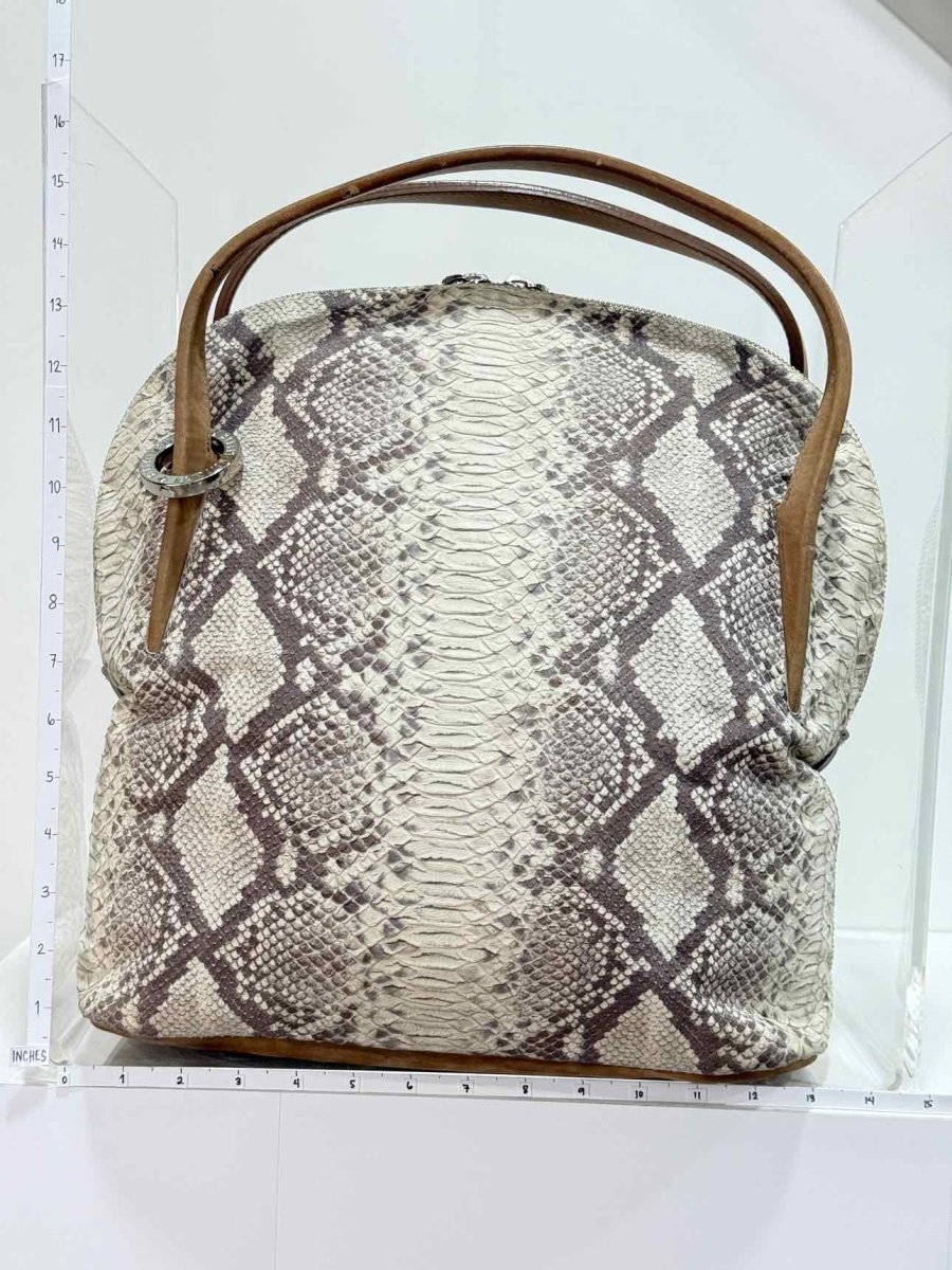 Pre - loved STUART WEITZMAN Grey Snakeskin Print Tote Bag at Reems Closet