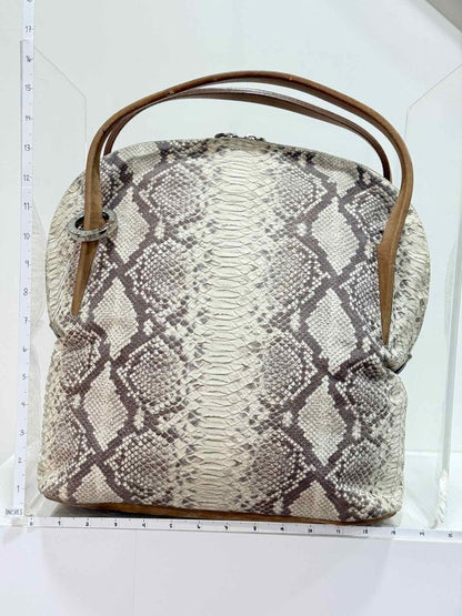Pre - loved STUART WEITZMAN Grey Snakeskin Print Tote Bag at Reems Closet