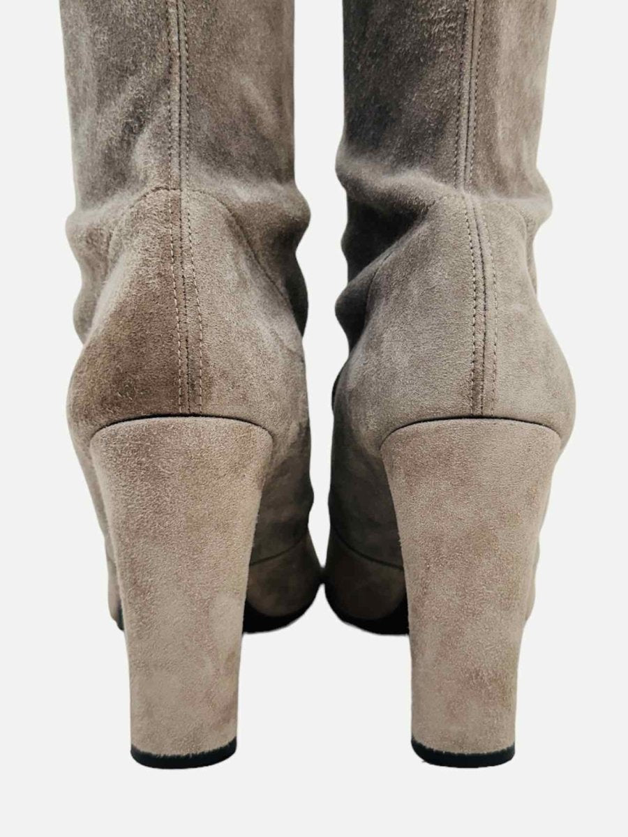 Pre - loved STUART WEITZMAN Highland Taupe Thigh High Boots at Reems Closet