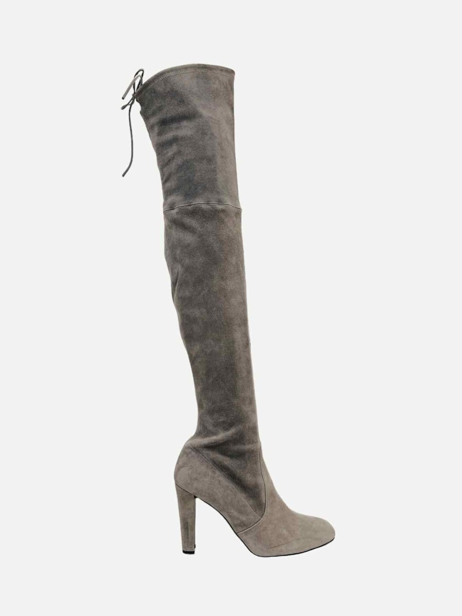 Pre - loved STUART WEITZMAN Highland Taupe Thigh High Boots at Reems Closet