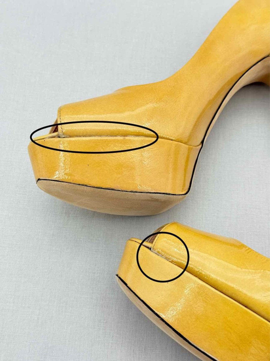 Pre - loved STUART WEITZMAN Open Toe Yellow Size EU 38 Pumps at Reems Closet