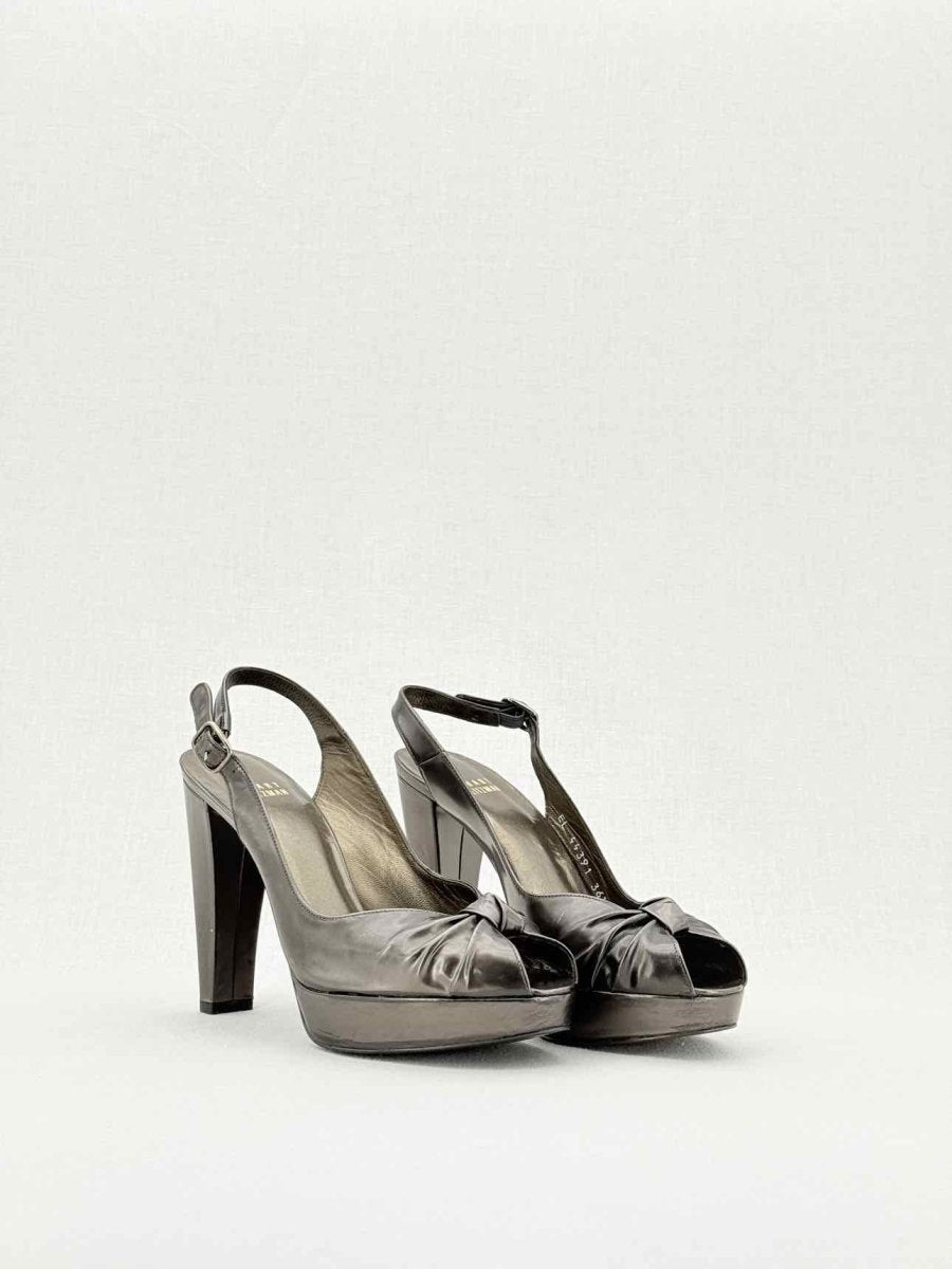 Pre - loved STUART WEITZMAN Silver Size EU 36.5 Slingbacks at Reems Closet