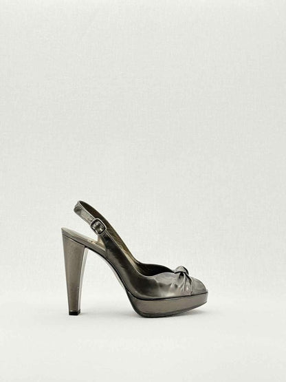 Pre - loved STUART WEITZMAN Silver Size EU 36.5 Slingbacks at Reems Closet