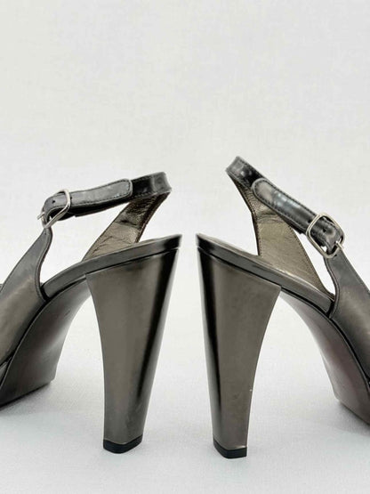 Pre - loved STUART WEITZMAN Silver Size EU 36.5 Slingbacks at Reems Closet