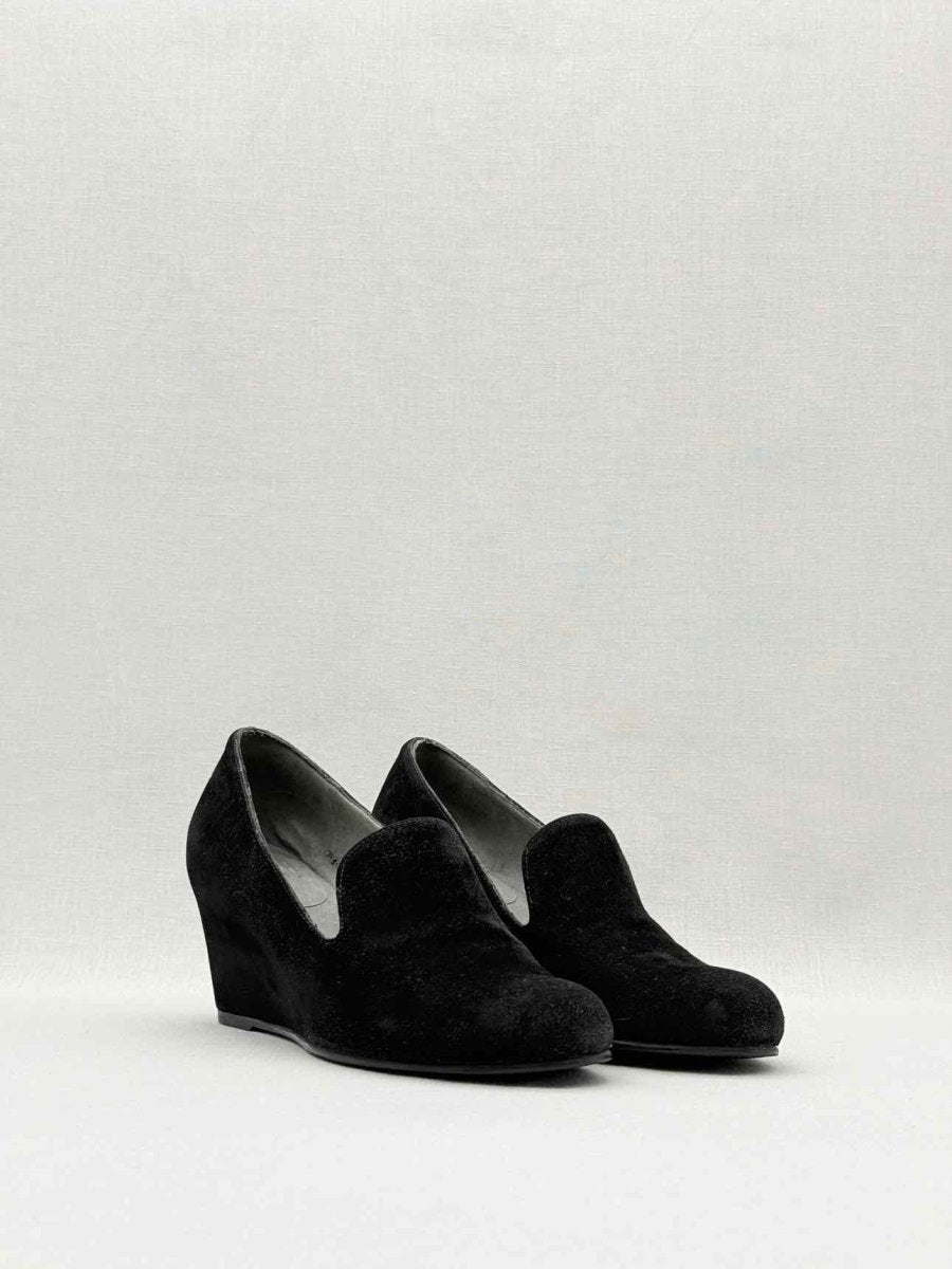 Pre - loved STUART WEITZMAN Wedge Black Size EU 37 Loafers at Reems Closet