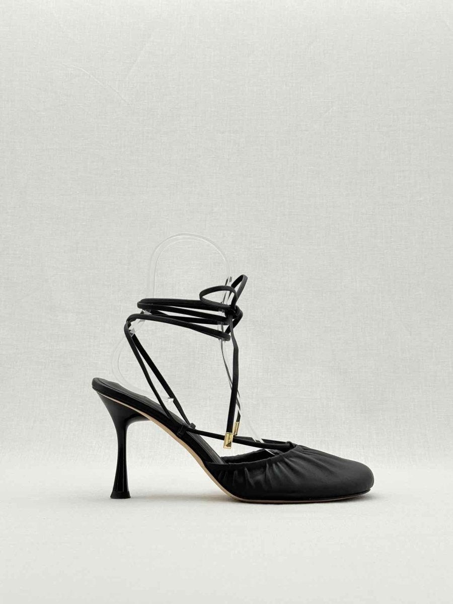 Pre - loved STUDIO AMELIA Round Toe Black Size EU 38 Heeled Sandals at Reems Closet