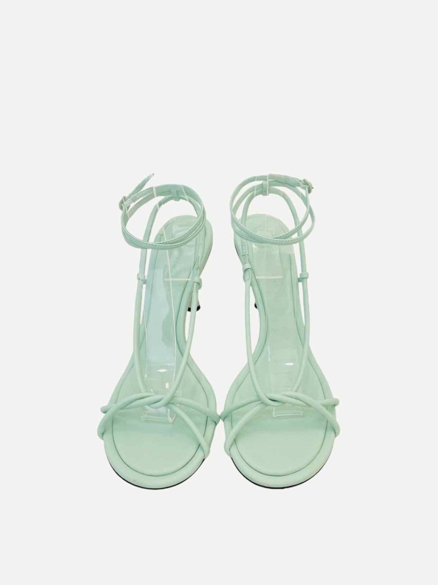 Pre - loved STUDIO AMELIA Vine Tubular Pastel Green Heeled Sandals at Reems Closet