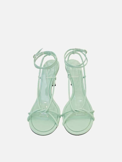 Pre - loved STUDIO AMELIA Vine Tubular Pastel Green Heeled Sandals at Reems Closet