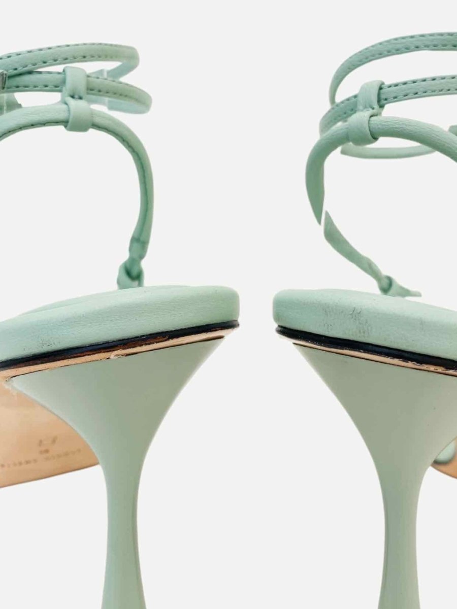 Pre - loved STUDIO AMELIA Vine Tubular Pastel Green Heeled Sandals at Reems Closet