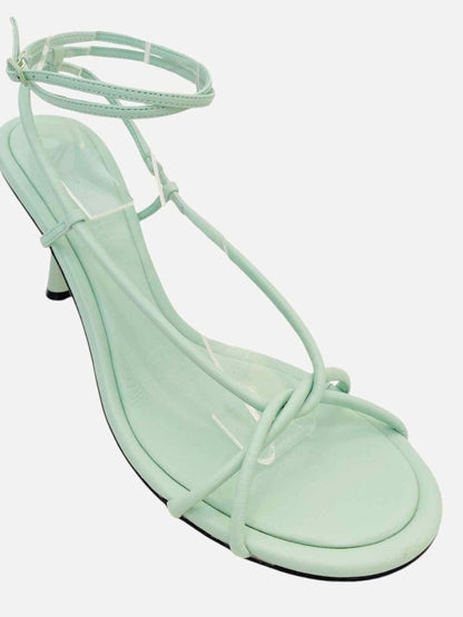 Pre - loved STUDIO AMELIA Vine Tubular Pastel Green Heeled Sandals at Reems Closet