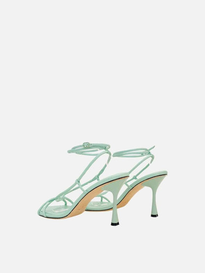 Pre - loved STUDIO AMELIA Vine Tubular Pastel Green Heeled Sandals at Reems Closet