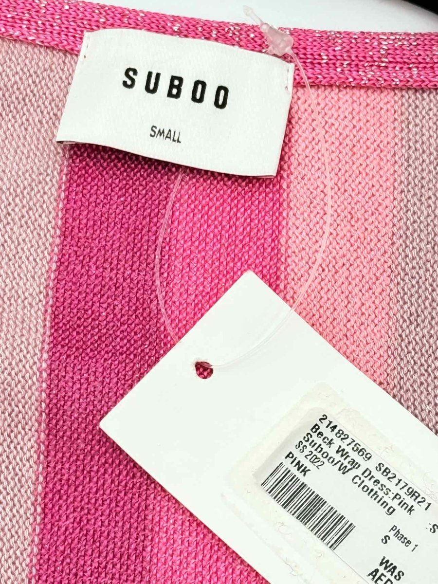 Pre - loved SUBO Beck Wrap Pink Striped Size Small Short Dress at Reems Closet