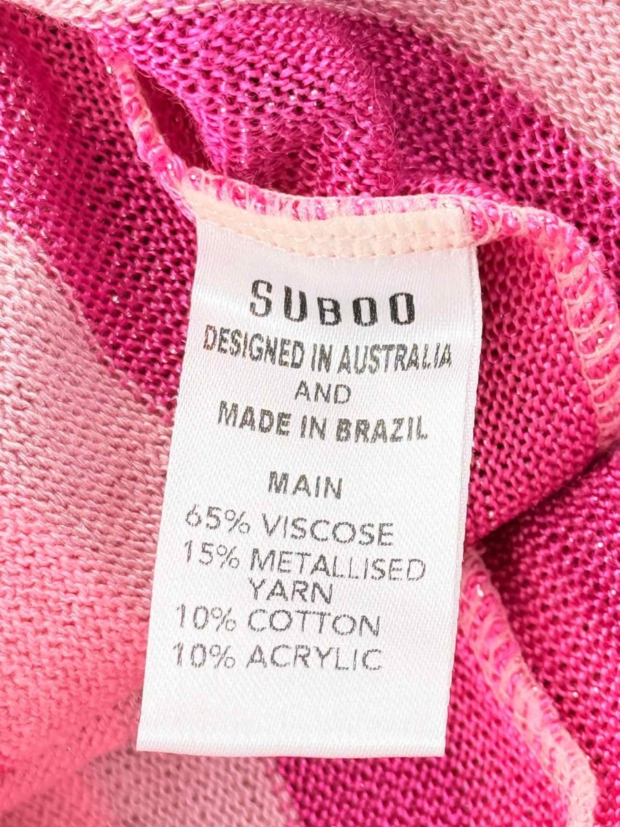 Pre - loved SUBO Beck Wrap Pink Striped Size Small Short Dress at Reems Closet