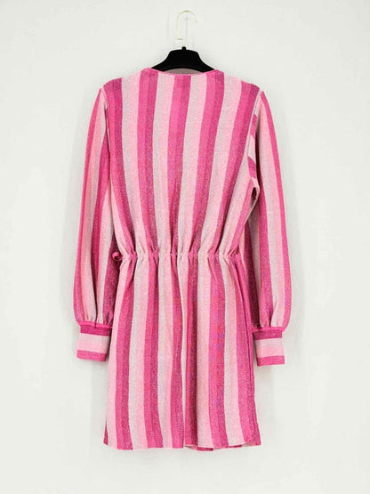 Pre - loved SUBO Beck Wrap Pink Striped Size Small Short Dress at Reems Closet