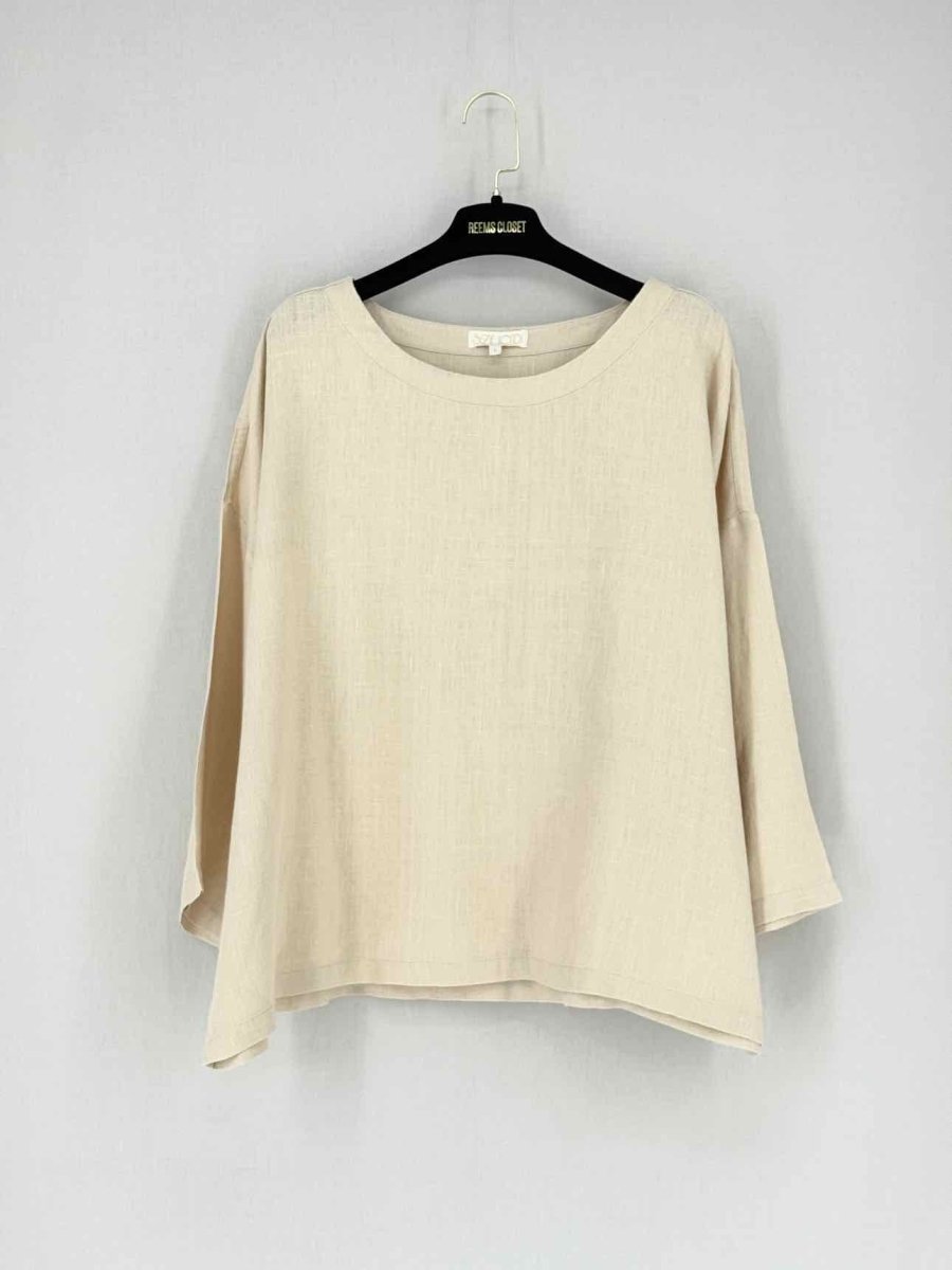 Pre - loved SUZIE KONDI Beige Size Large Blouse at Reems Closet