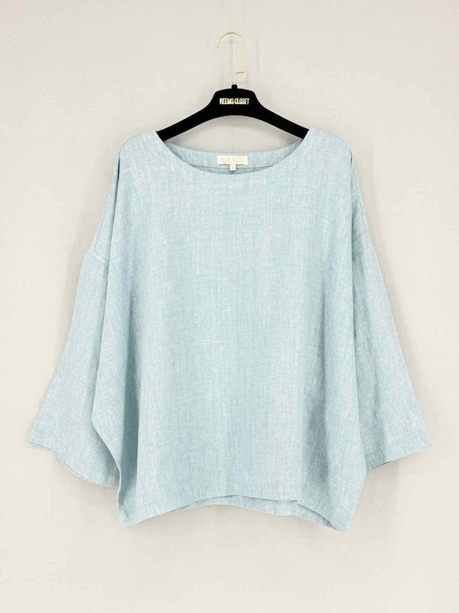 Pre - loved SUZIE KONDI Light Blue Size Large Blouse at Reems Closet
