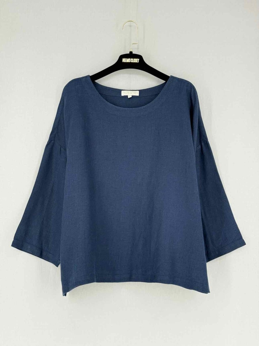 Pre - loved SUZIE KONDI Navy Blue Size Large Blouse at Reems Closet