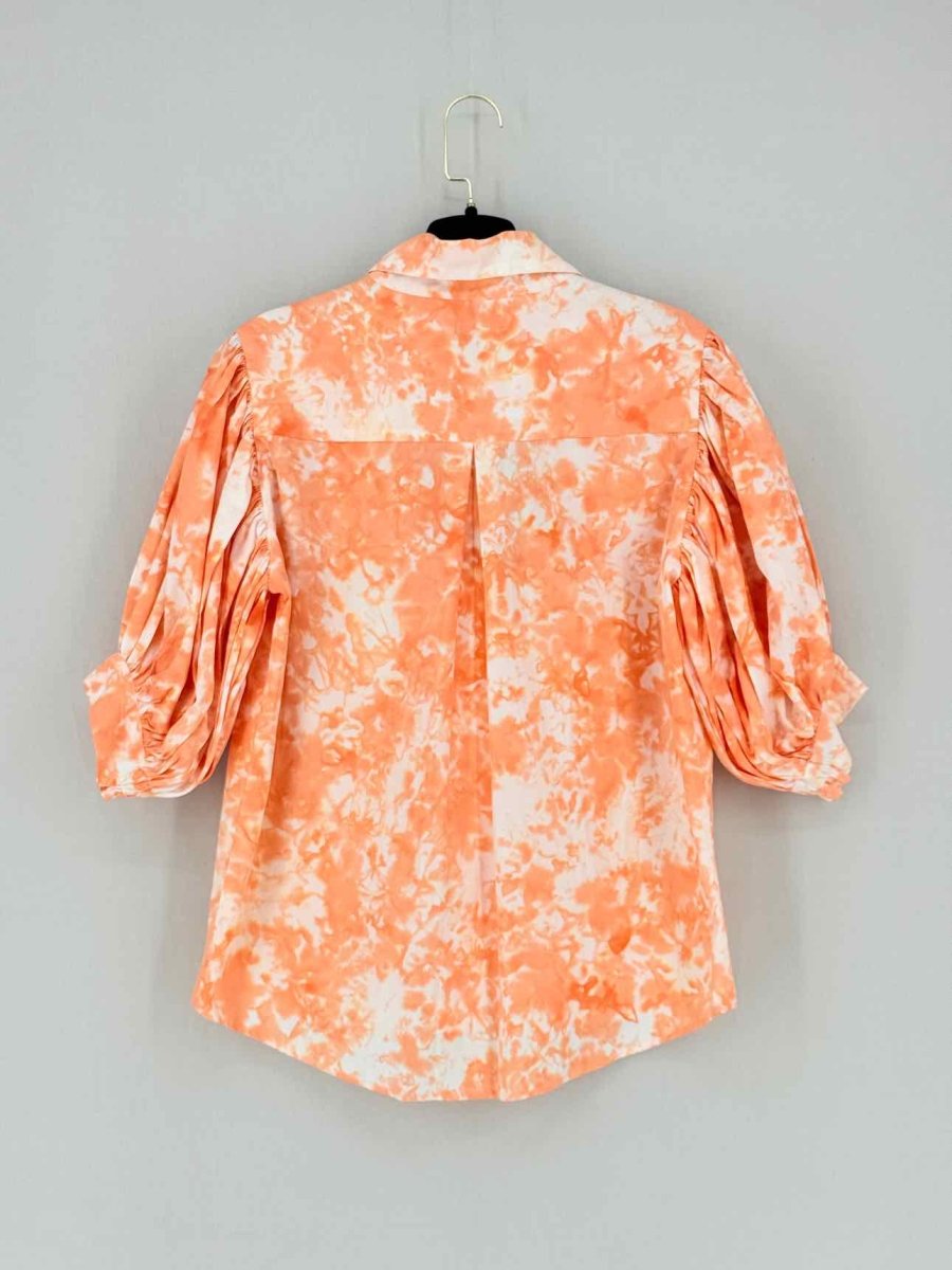 Pre - loved S/W/F Short Sleeve Orange & White Size Small Shirt at Reems Closet