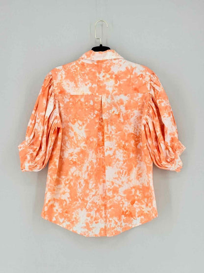 Pre - loved S/W/F Short Sleeve Orange & White Size Small Shirt at Reems Closet