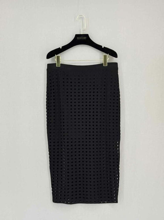 Pre-loved T ALEXANDER WANG Black Polka Dot Size Large Midi Skirt at Reems Closet