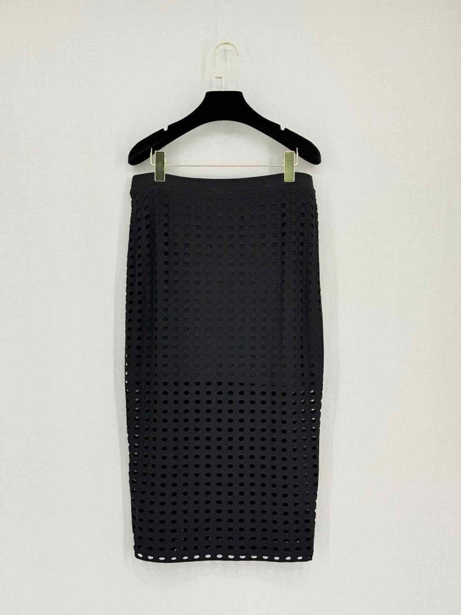 Pre-loved T ALEXANDER WANG Black Polka Dot Size Large Midi Skirt at Reems Closet