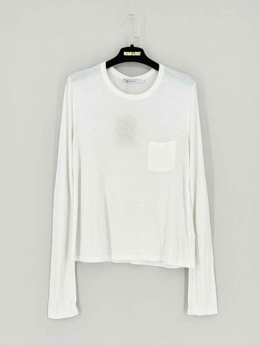 Pre - loved T ALEXANDER WANG Longsleeved White Size XSmall T-shirt at Reems Closet