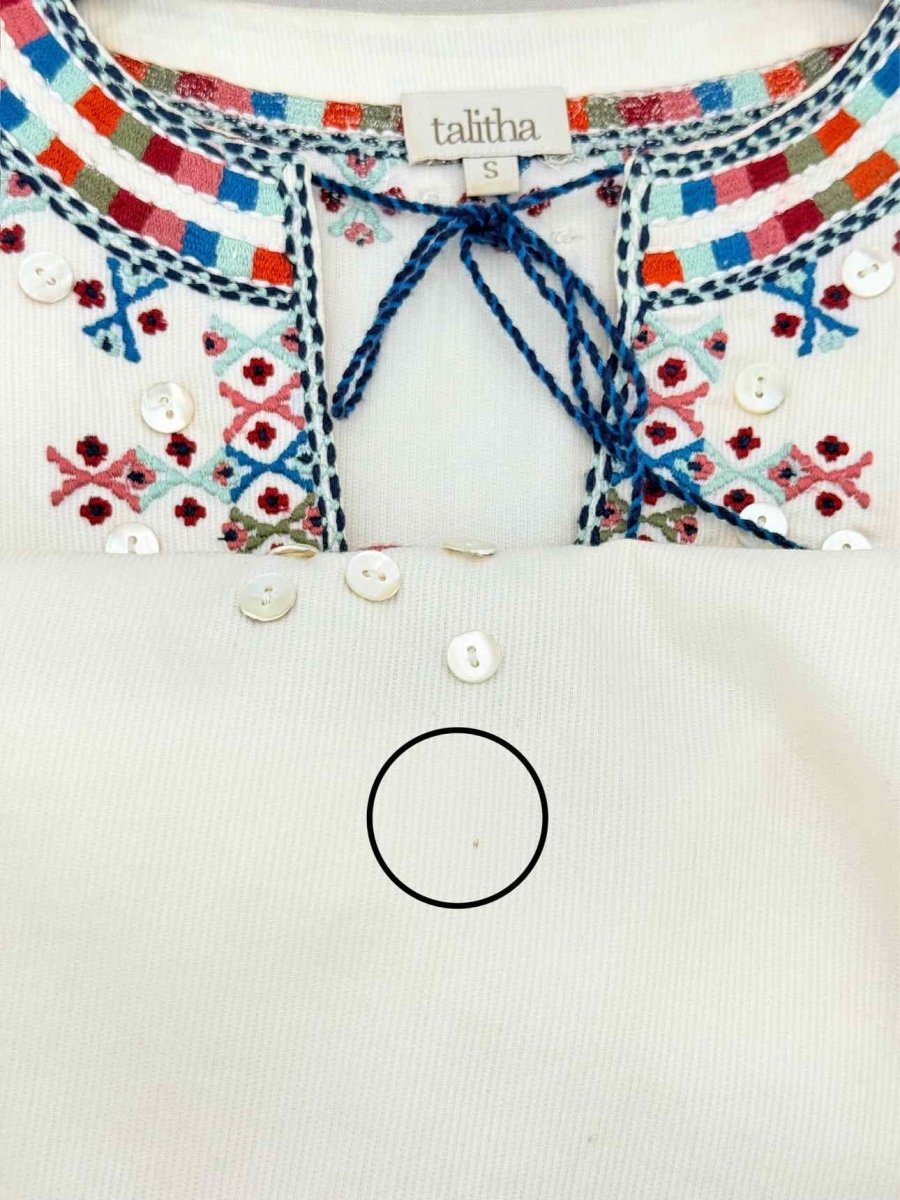 Pre - loved TALITHA Off - white Multicolor Size Small Blouse at Reems Closet
