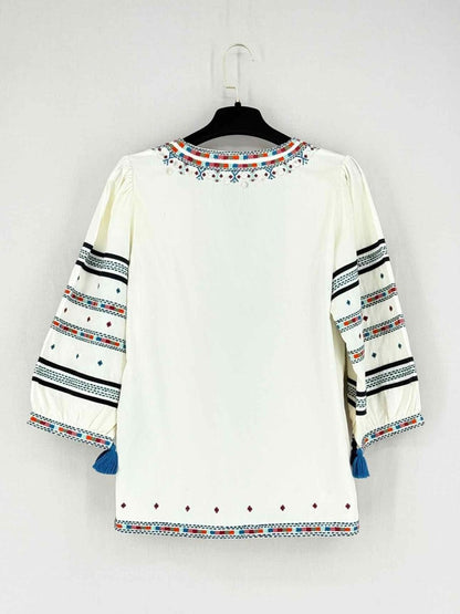 Pre - loved TALITHA Off - white Multicolor Size Small Blouse at Reems Closet