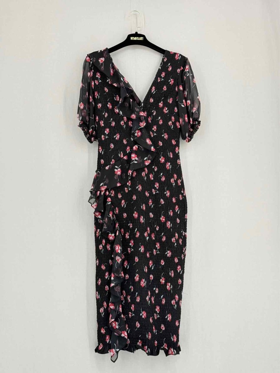 Pre-loved TALULAH Black w/ Red & White Size Medium Midi Dress at Reems Closet