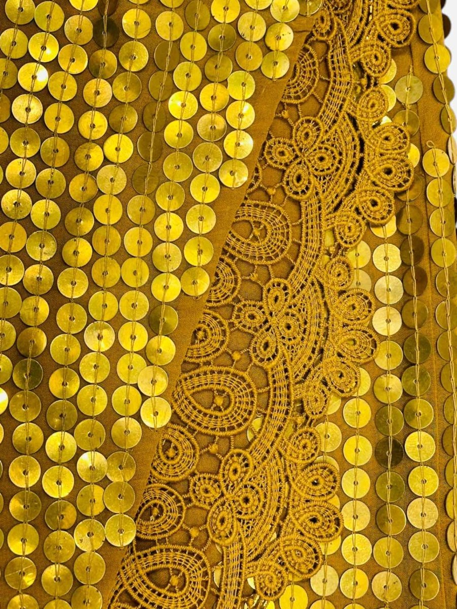 Pre - loved TED BAKER Gold Size US 0 Midi Skirt at Reems Closet