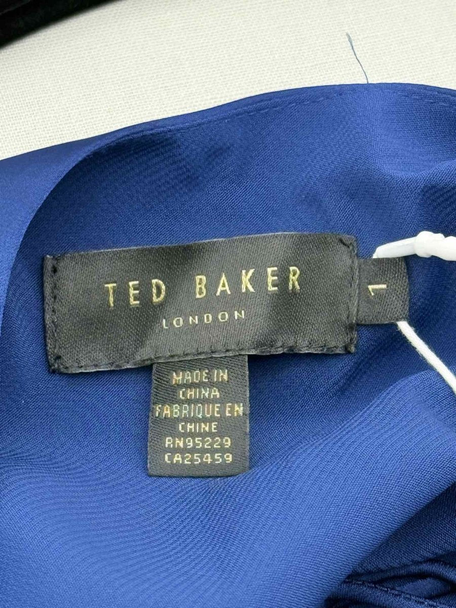 Pre - loved TED BAKER Navy Blue Size US 8 Midi Dress at Reems Closet
