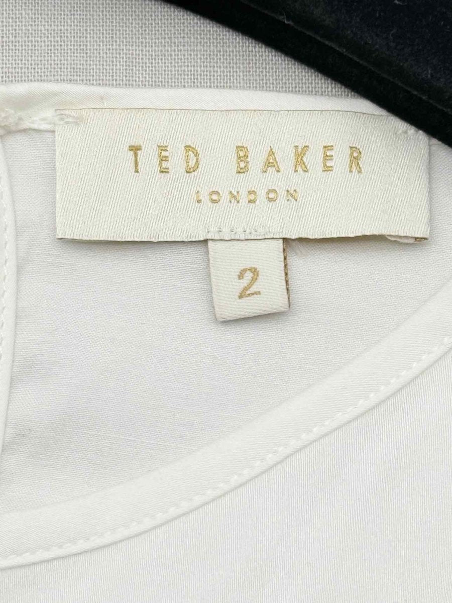 Pre - loved TED BAKER Off - white Ruched Size Small Top at Reems Closet