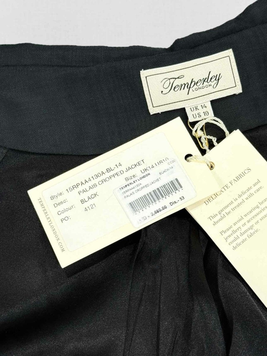 Pre - loved TEMPERLEY LONDON PALAIS Black Jacket US10 at Reems Closet