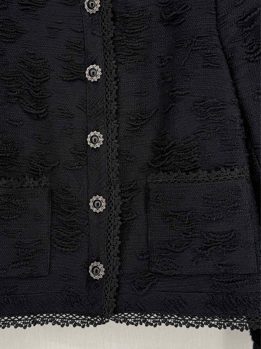 Pre - loved THE KOOPLES Black Tweed Size US 6 Jacket at Reems Closet