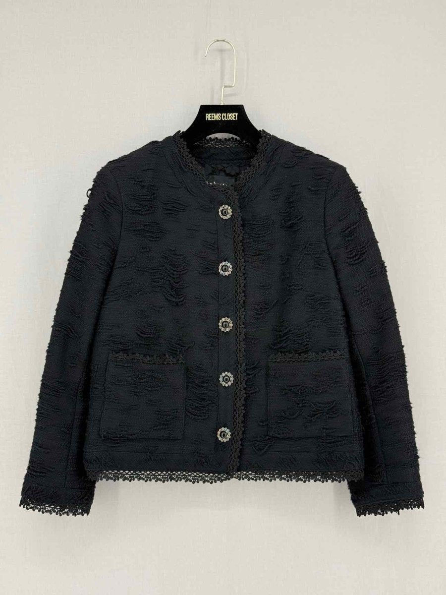 Pre - loved THE KOOPLES Black Tweed Size US 6 Jacket at Reems Closet