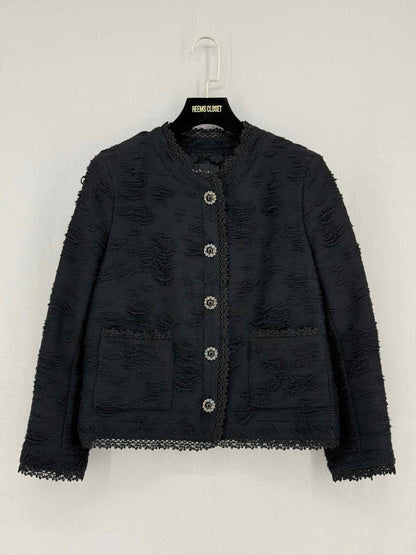 Pre - loved THE KOOPLES Black Tweed Size US 6 Jacket at Reems Closet