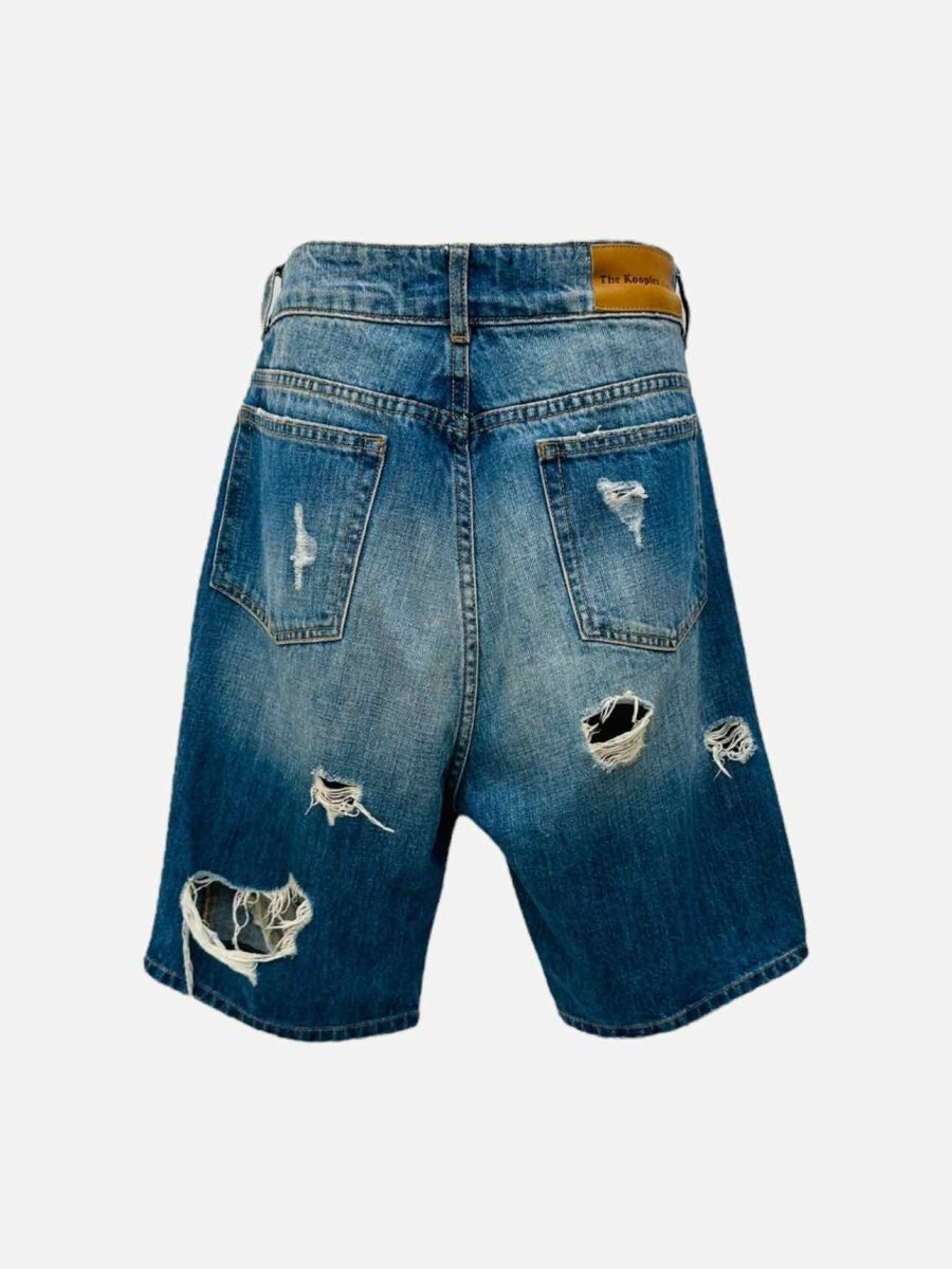 Pre - loved THE KOOPLES Denim Blue Ripped Shorts at Reems Closet