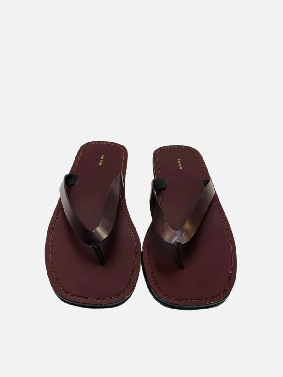 Pre - loved THE ROW City Flip Flop Burgundy Flats 40 at Reems Closet