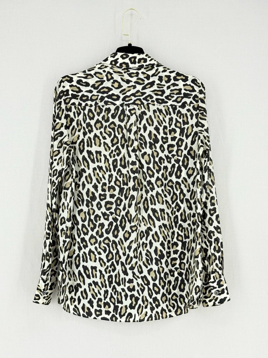 Pre - loved THEORY Beige & Black Leopard Size XSmall Shirt at Reems Closet