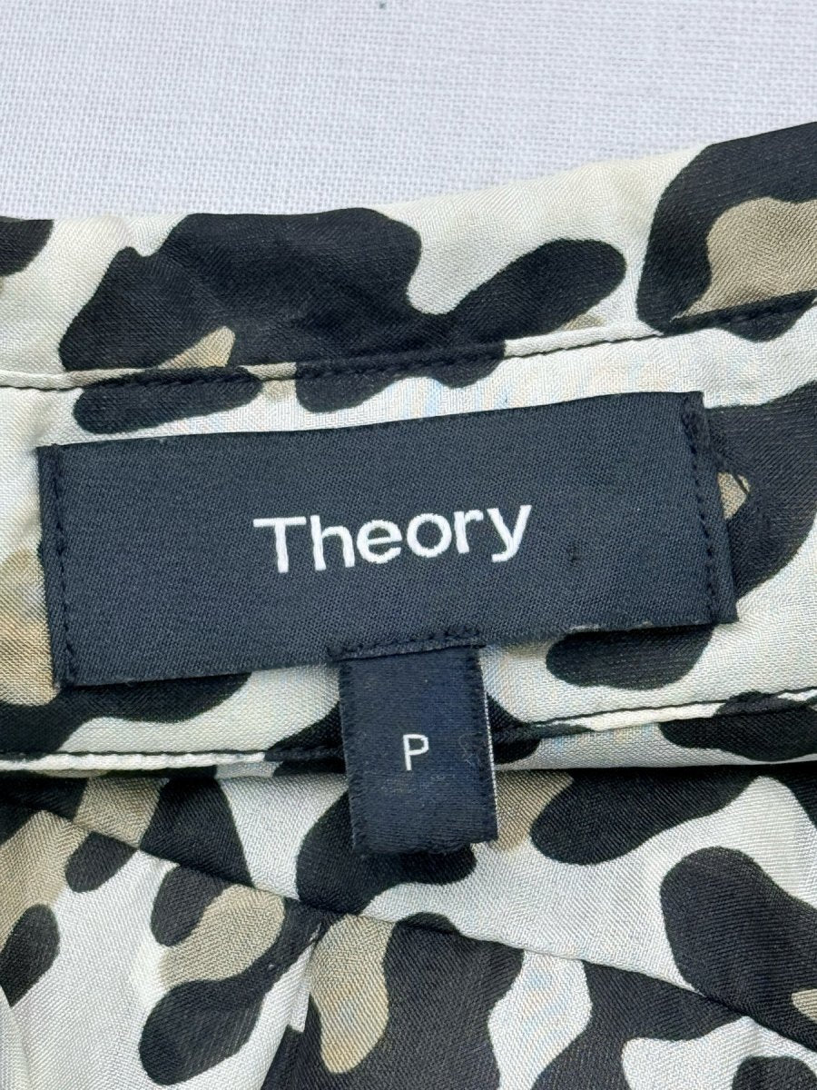 Pre - loved THEORY Beige & Black Leopard Size XSmall Shirt at Reems Closet