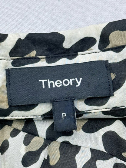 Pre - loved THEORY Beige & Black Leopard Size XSmall Shirt at Reems Closet