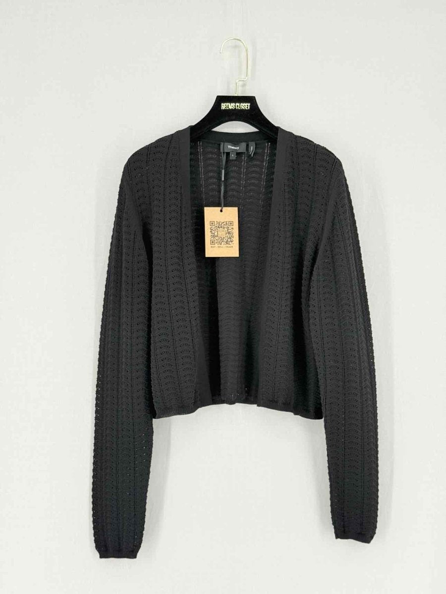 Pre - loved THEORY Black Knit Size Large Cardigan at Reems Closet